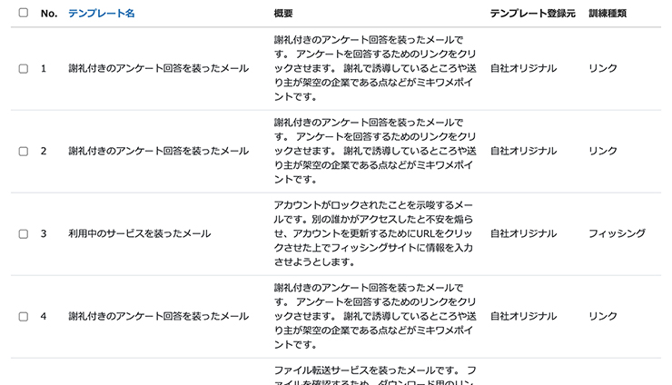 文面の選択