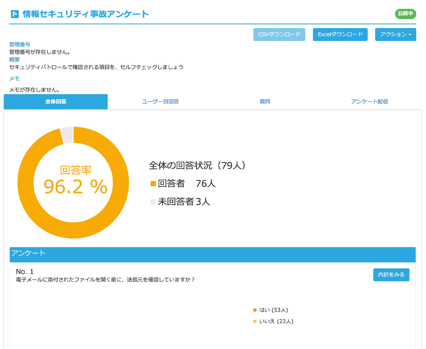 社内アンケート アンケート結果画面イメージ